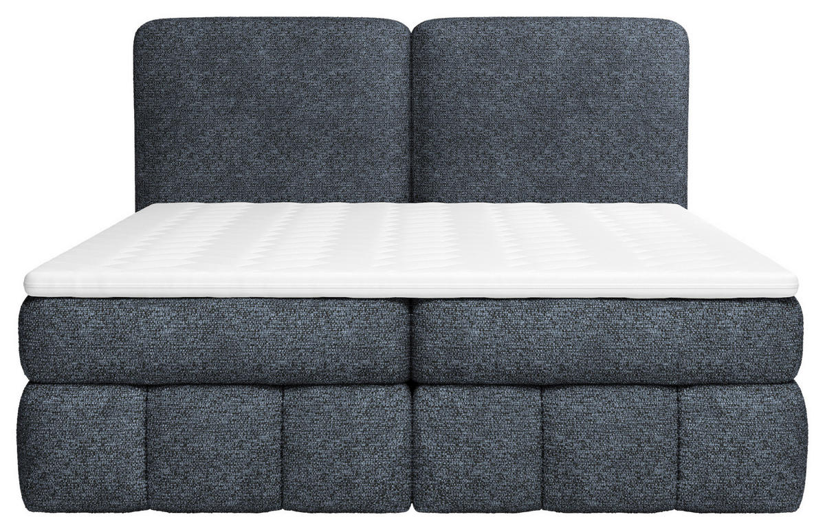 BOXBETT 140/200 cm,  in Dunkelblau, Bettkasten, Topper, Matratzen, H3 = fest  - Schwarz/Dunkelblau, KONVENTIONELL, Kunststoff/Textil (140/200cm) - Carryhome