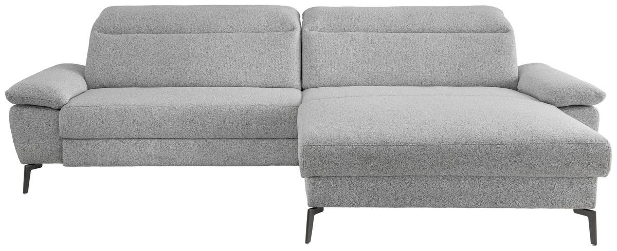 ECKSOFA Struktur Hellgrau  - Hellgrau/Schwarz, Konventionell, Textil/Metall (300/178cm) - Livetastic