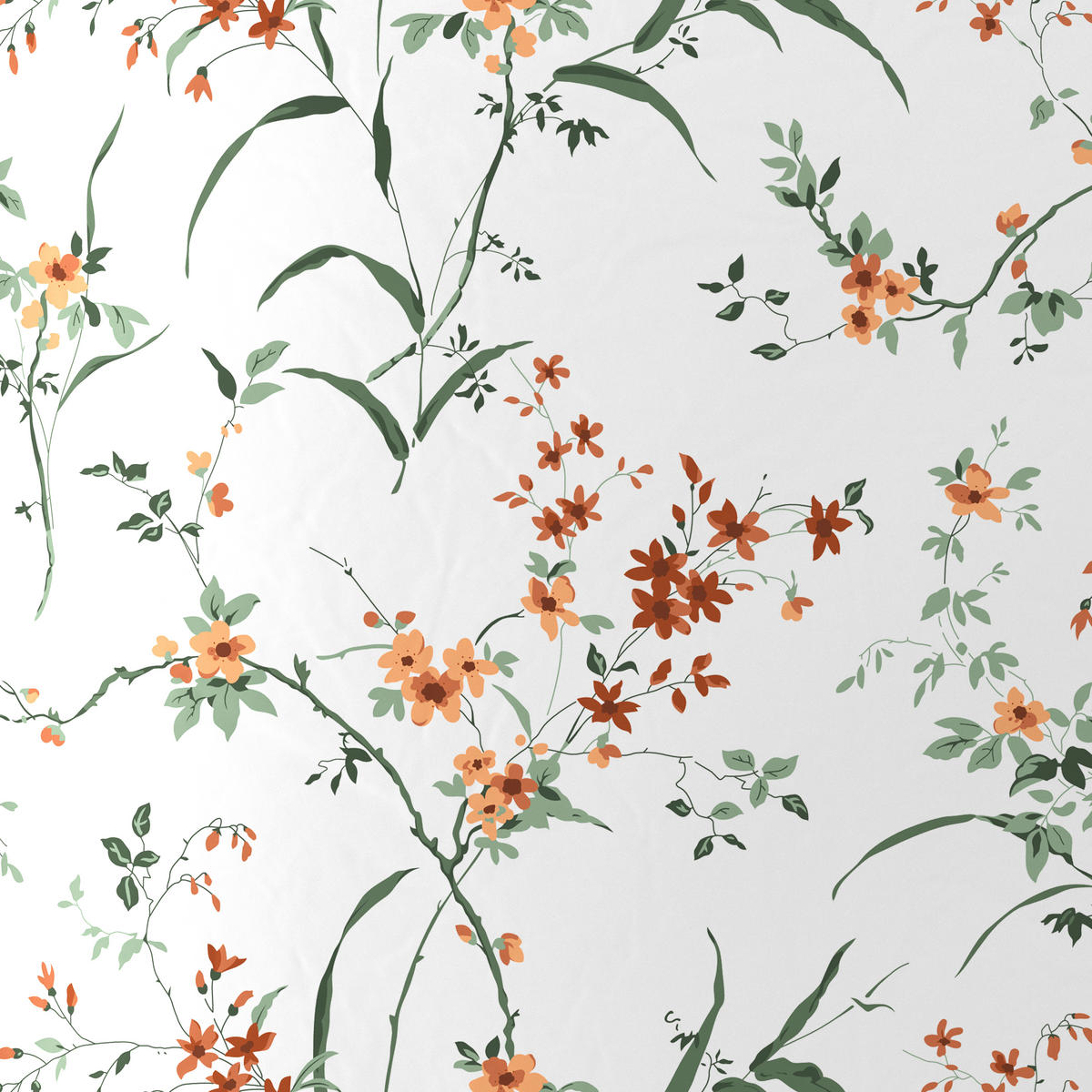POSTELJINA FLOWERS 140/200 cm saten braon, zelena  - zelena/braon, Konvencionalno, tekstil (140/200cm) - Esposa