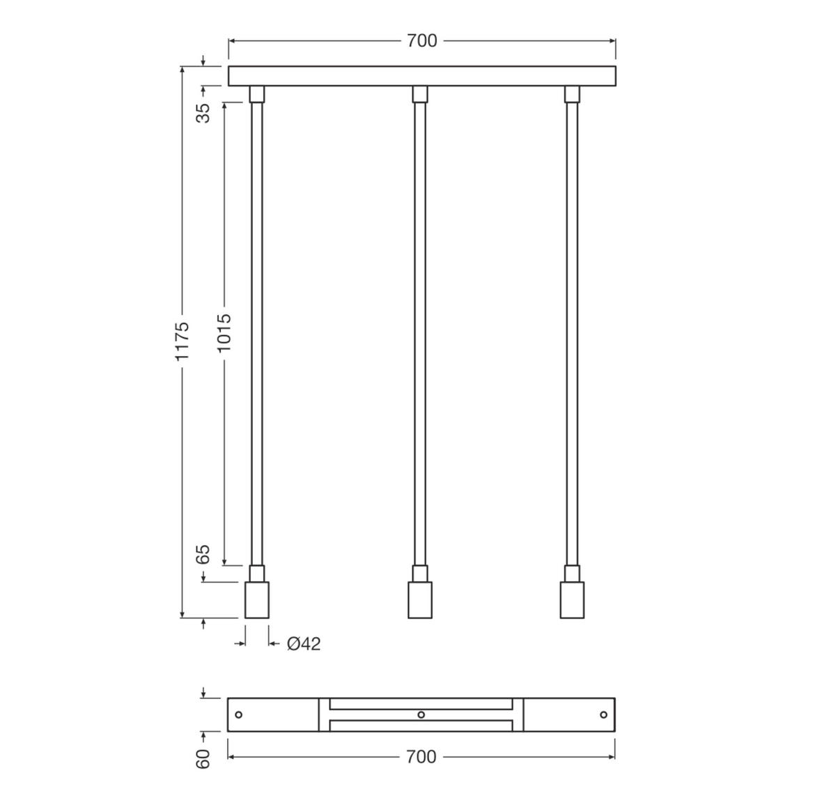 LED-HÄNGELEUCHTE 70/6/117,5 cm   - Schwarz, Basics, Metall (70/6/117,5cm) - Osram