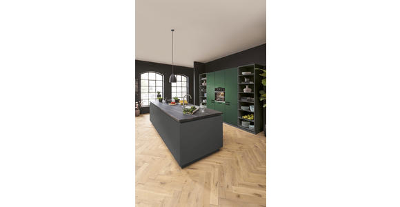 EINBAUKÜCHE - Dunkelgrün/Schwarz, Design, Holzwerkstoff - Novel