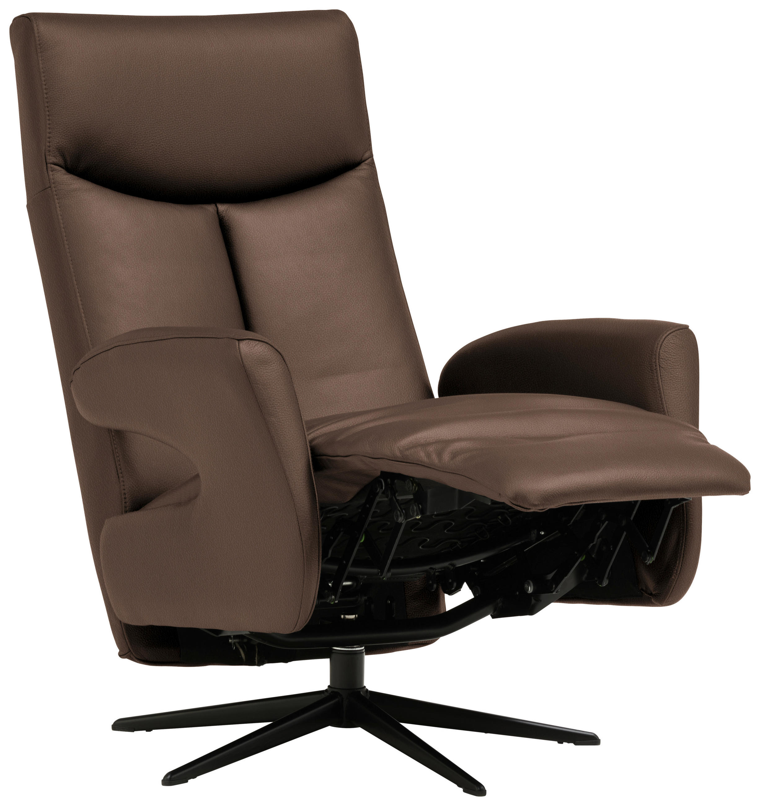 RELAXSESSEL in Leder Braun  - Schwarz/Braun, Design, Leder/Metall (74/105/82cm) - Welnova