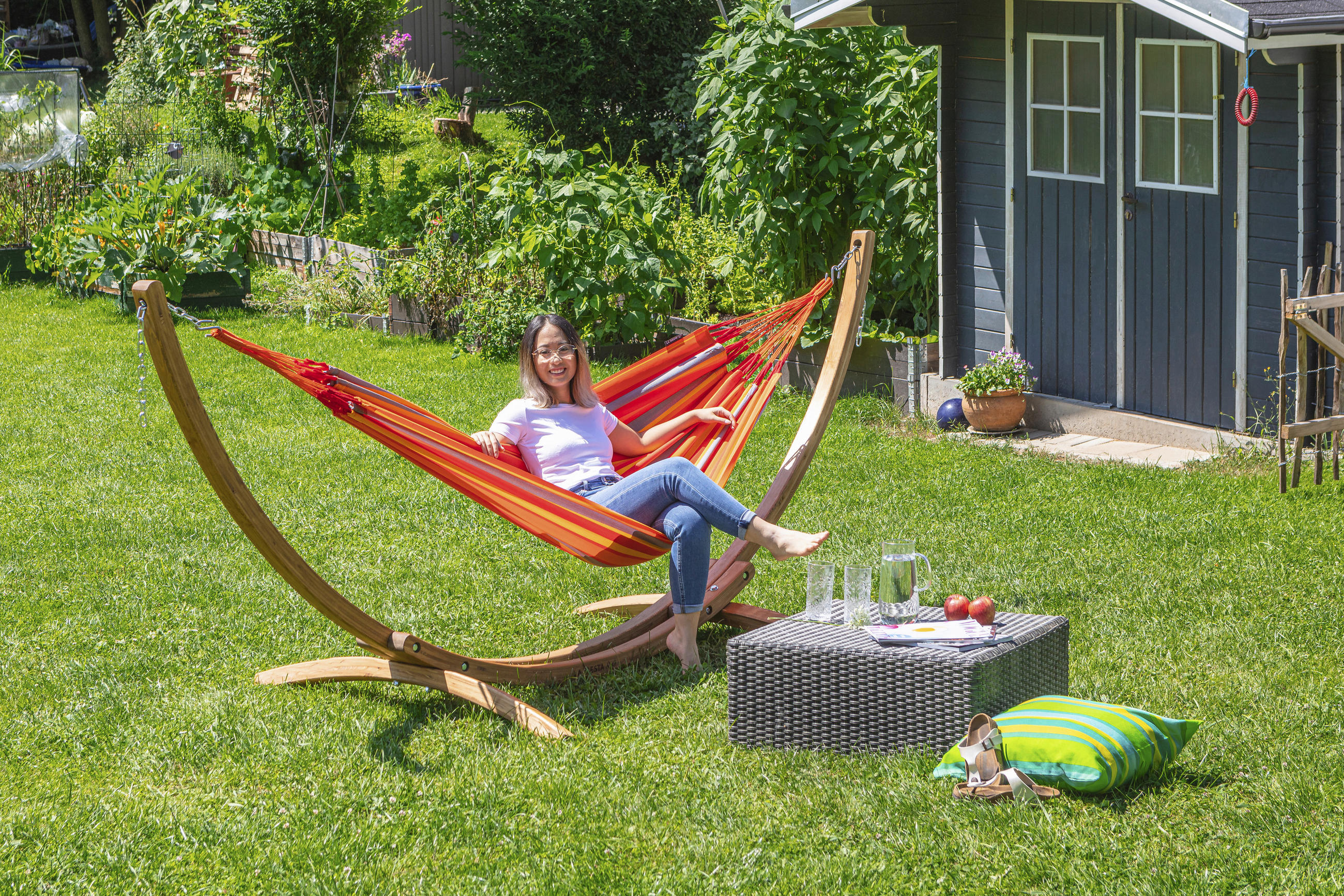 HÄNGEMATTE single outdoor  - Gelb/Rot, KONVENTIONELL, Textil (140/300cm) - La Siesta