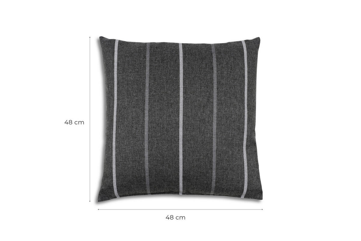 GARTENSITZKISSENSET in Anthrazit Streifen 48/48 cm  - Anthrazit, Basics, Textil (48/48cm)