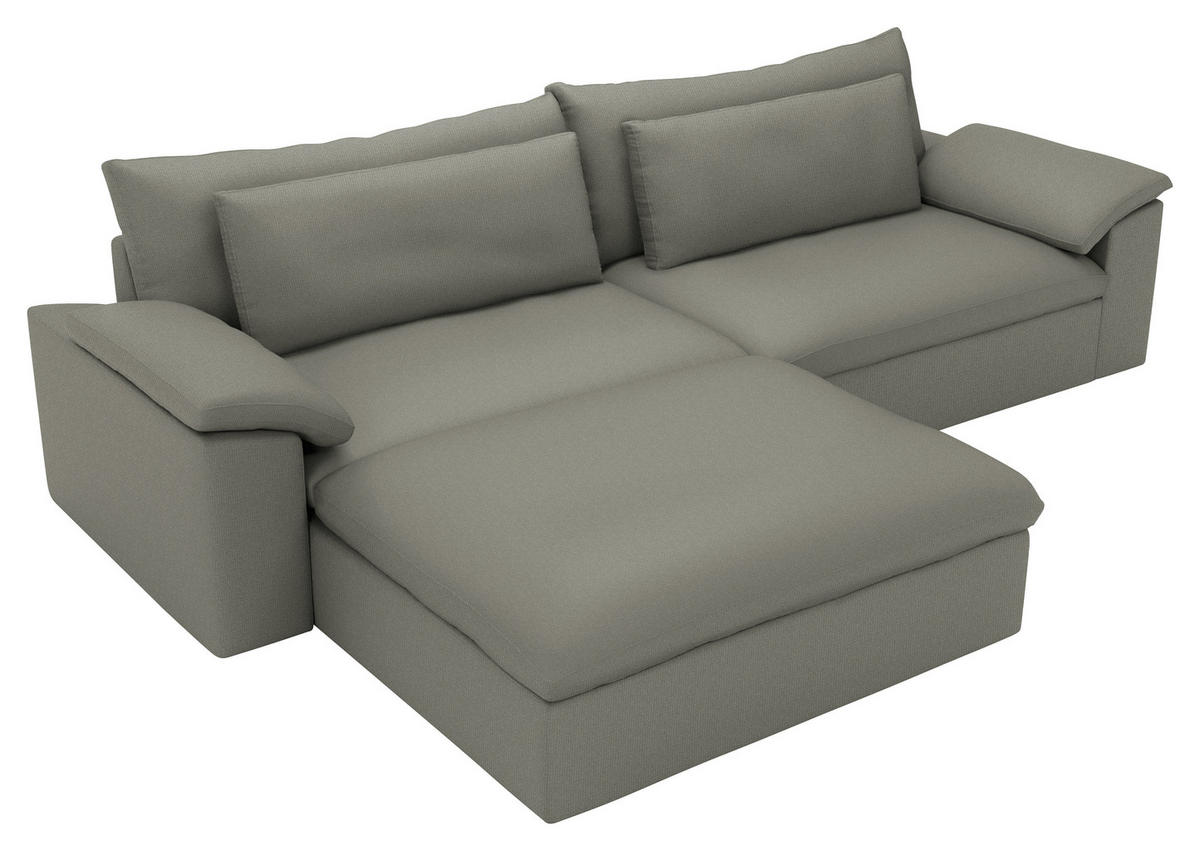 ECKSOFA  Chenille Graubraun  - Graubraun/Schwarz, Modern, Kunststoff/Textil (198/306cm) - Carryhome