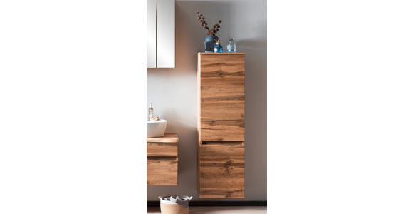 MIDISCHRANK 40/130/35 cm  - Eiche Wotan/Silberfarben, Natur, Holzwerkstoff/Kunststoff (40/130/35cm) - Xora