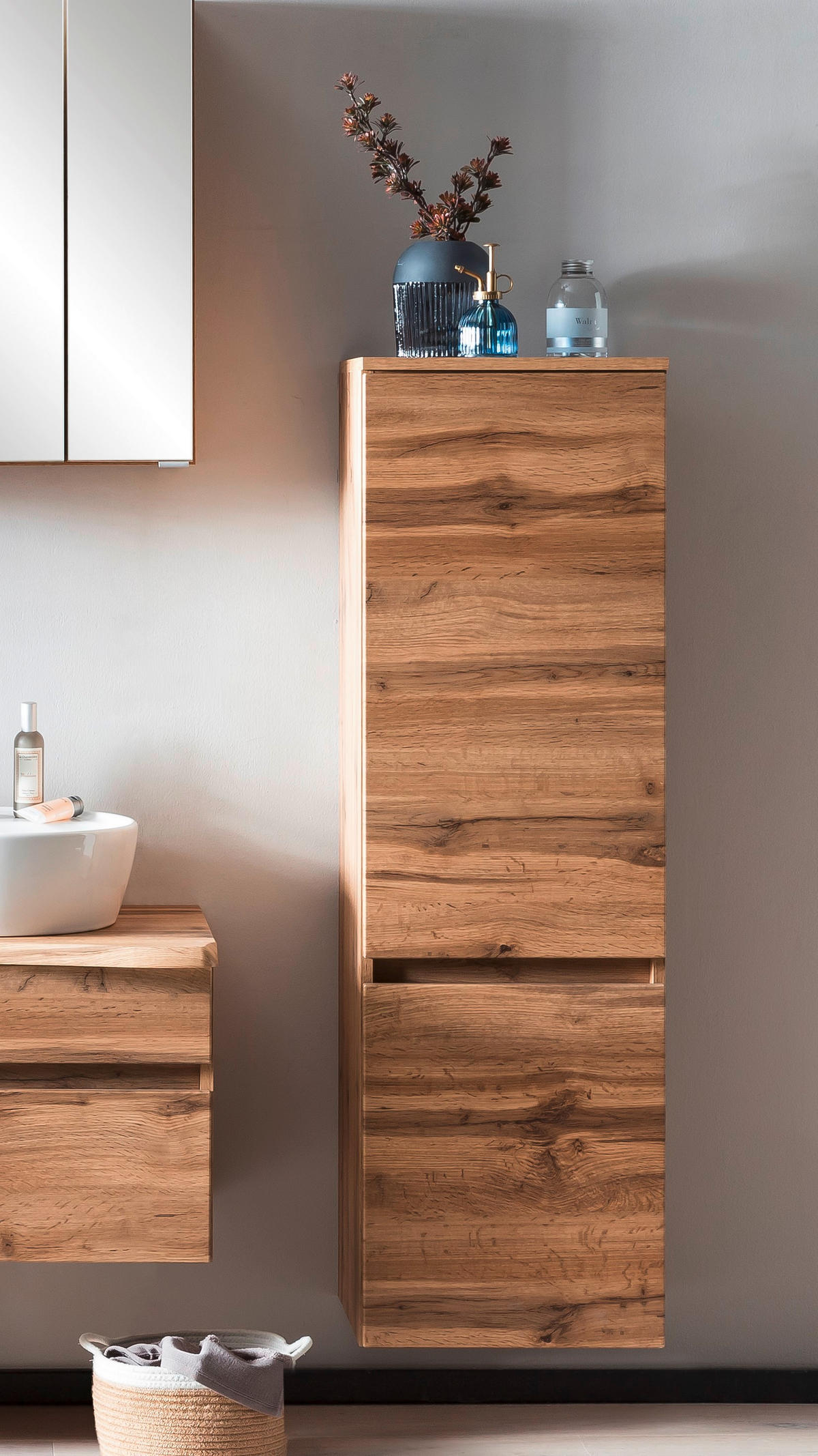 MIDISCHRANK 40/130/35 cm  - Eiche Wotan/Silberfarben, Natur, Holzwerkstoff/Kunststoff (40/130/35cm) - Xora