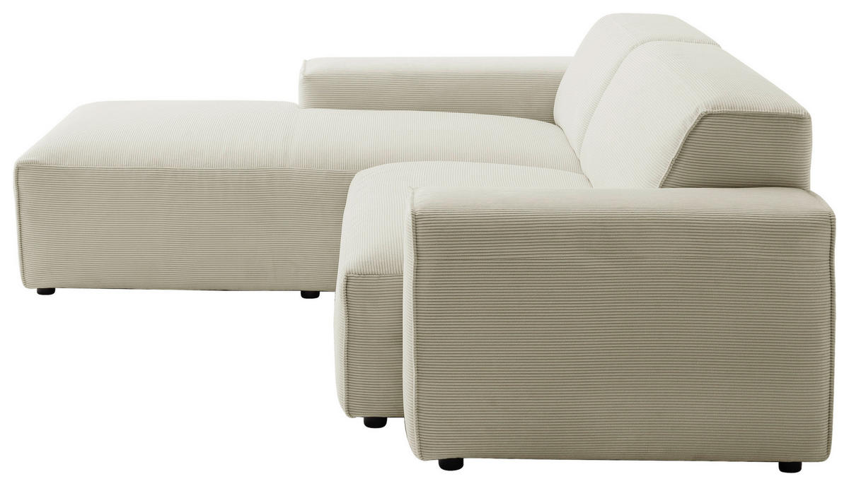 ECKSOFA in Cord Sandfarben  - Sandfarben/Schwarz, Design, Kunststoff/Textil (189/230cm) - Pure Home Lifestyle