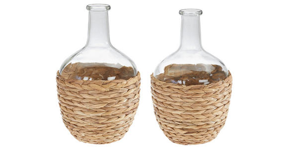 VASE 32 cm  - Klar/Naturfarben, Natur, Glas/Holz (19,5/32cm) - Ambia Home