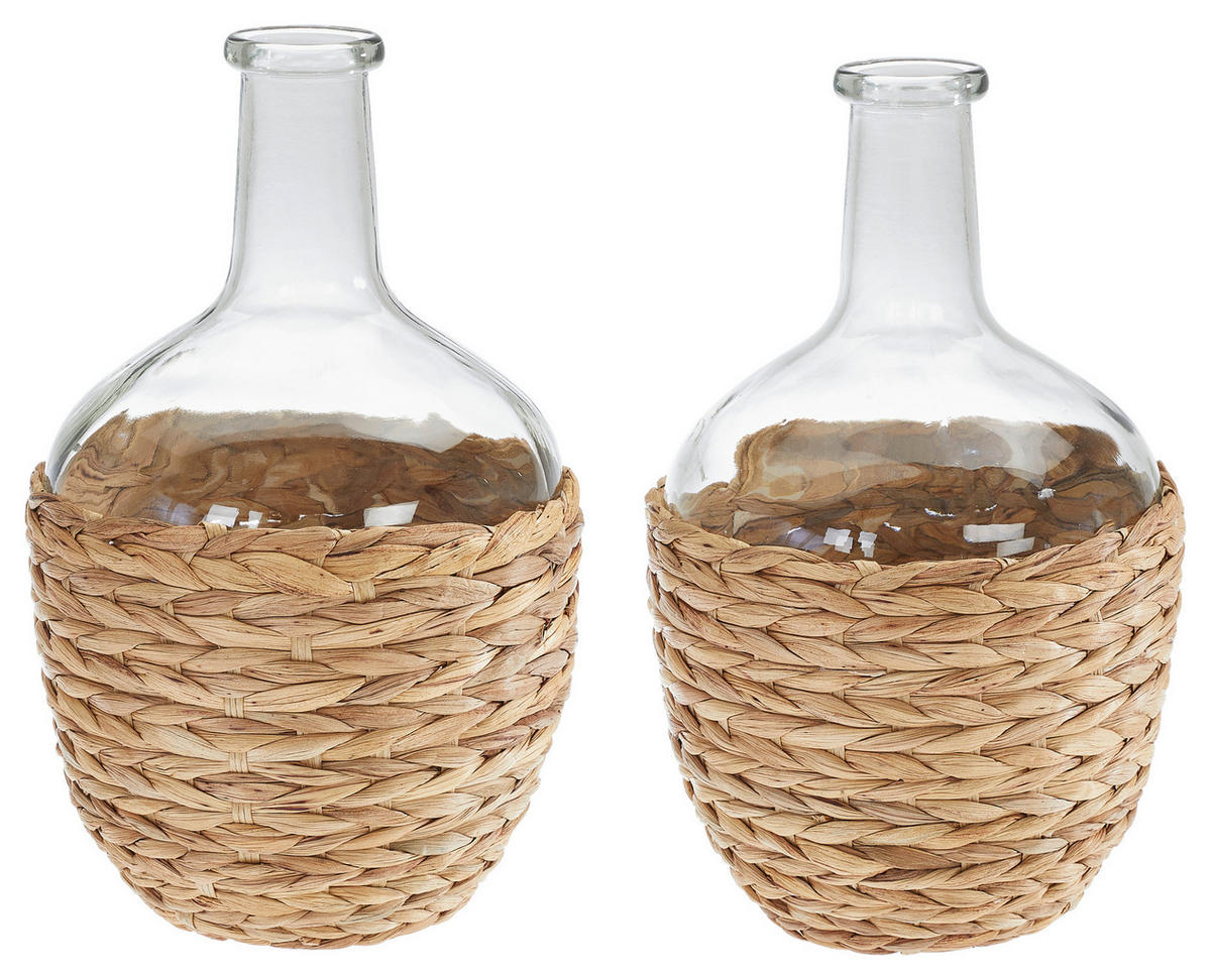 VASE 32 cm  - Klar/Naturfarben, Natur, Glas/Holz (19,5/31cm) - Ambia Home