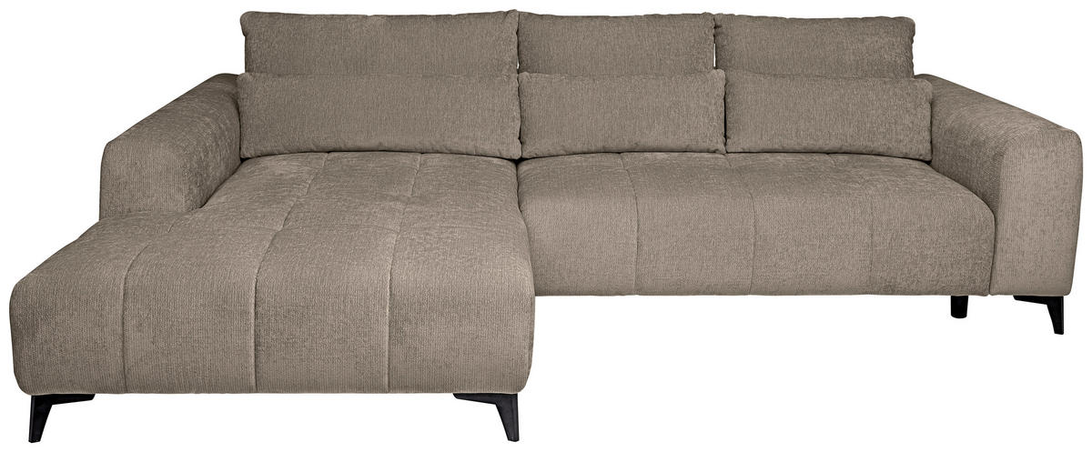 HÖRNSOFFA i chenille taupe  - svart/taupe, Klassisk, textil/plast (222/279cm) - MID.YOU