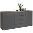 SIDEBOARD Graphitfarben, Eiche Artisan Einlegeböden  - Schwarz/Graphitfarben, MODERN, Holzwerkstoff/Kunststoff (180/91/44cm) - Hom`in