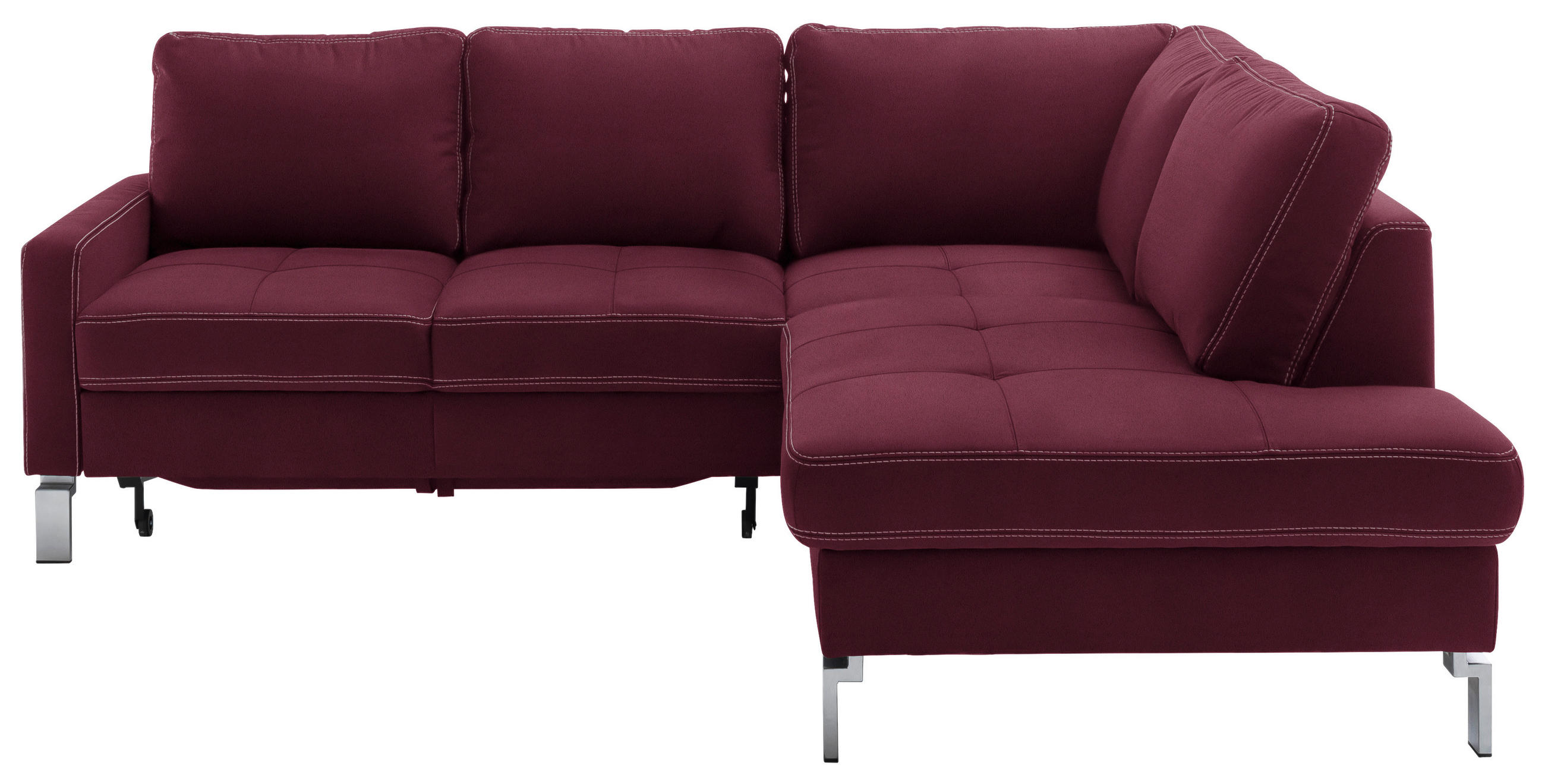 ECKSOFA in Mikrofaser Beere  - Chromfarben/Beere, Design, Textil/Metall (229/200cm) - Pure Home Lifestyle