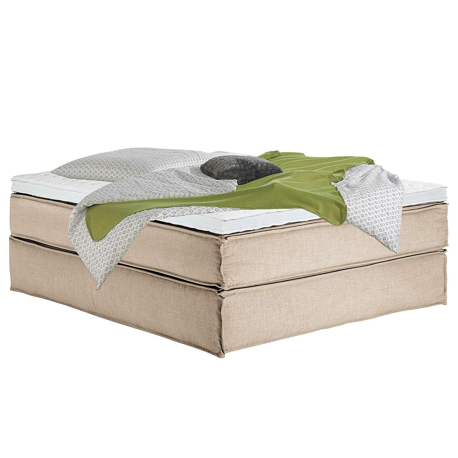 BOXSPRINGBETT 160/220 cm  in Beige  - Beige/Schwarz, Design, Textil (160/220cm) - home24