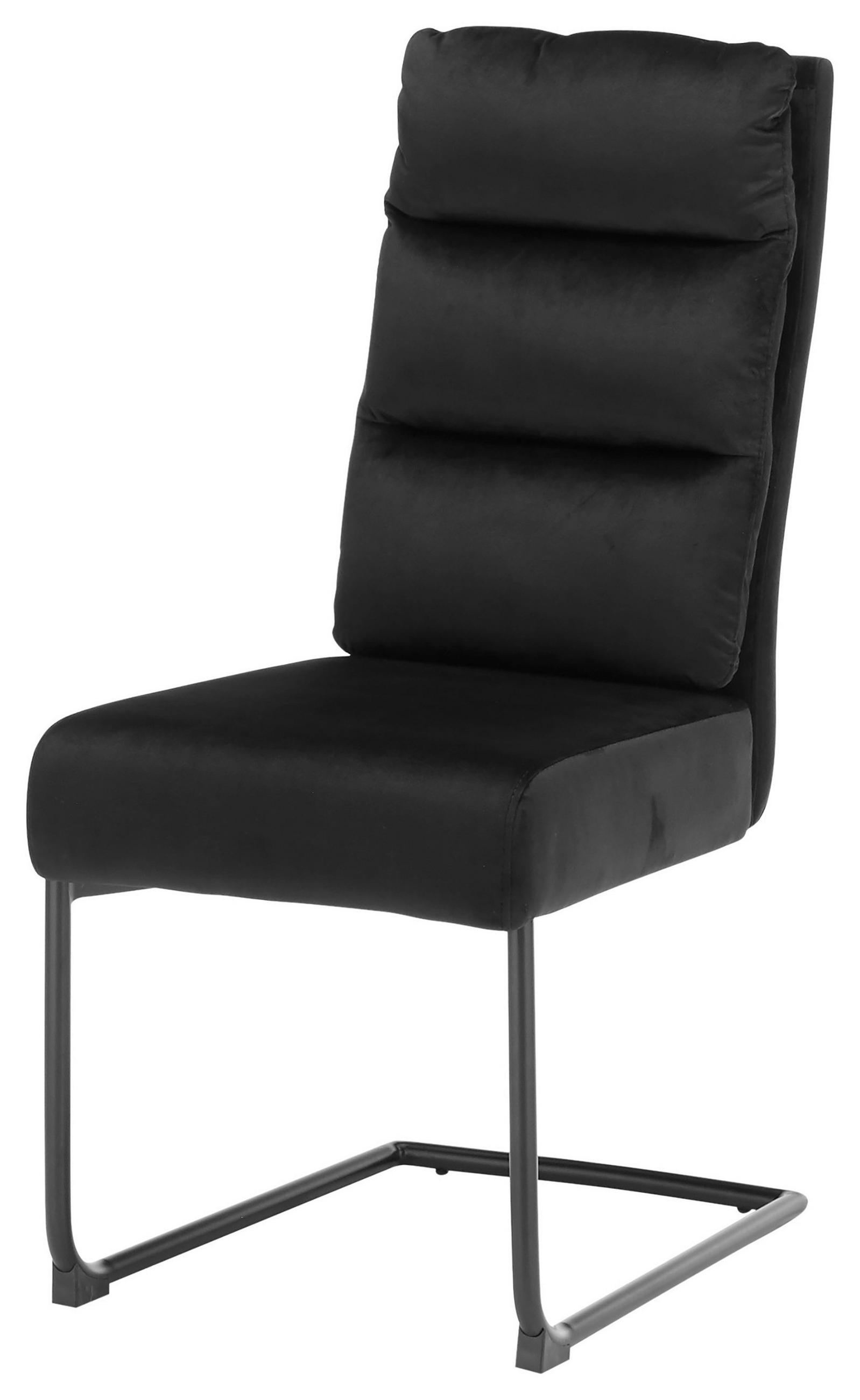 SCHWINGSTUHL  in Eisen Velours  - Schwarz, MODERN, Textil/Metall (46/98/65cm) - Livetastic