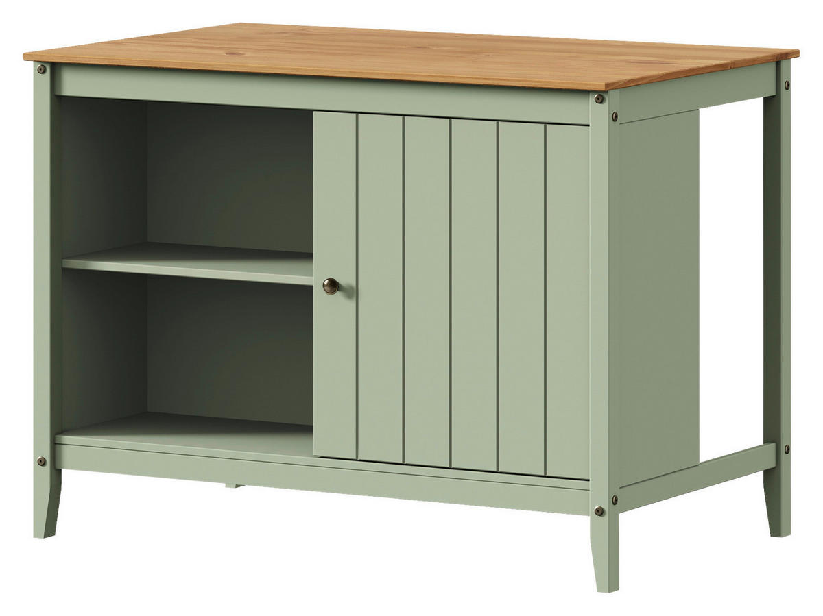 KÜCHENINSEL 122/90/77 cm  in Braun, Olivgrün  - Zinkfarben/Olivgrün, MODERN, Holz/Metall (122/90/77cm) - Livetastic