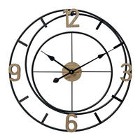 Ceas De Perete 60 cm   - culoare natur/negru, Design, plastic/lemn (60cm) - Ambia Home