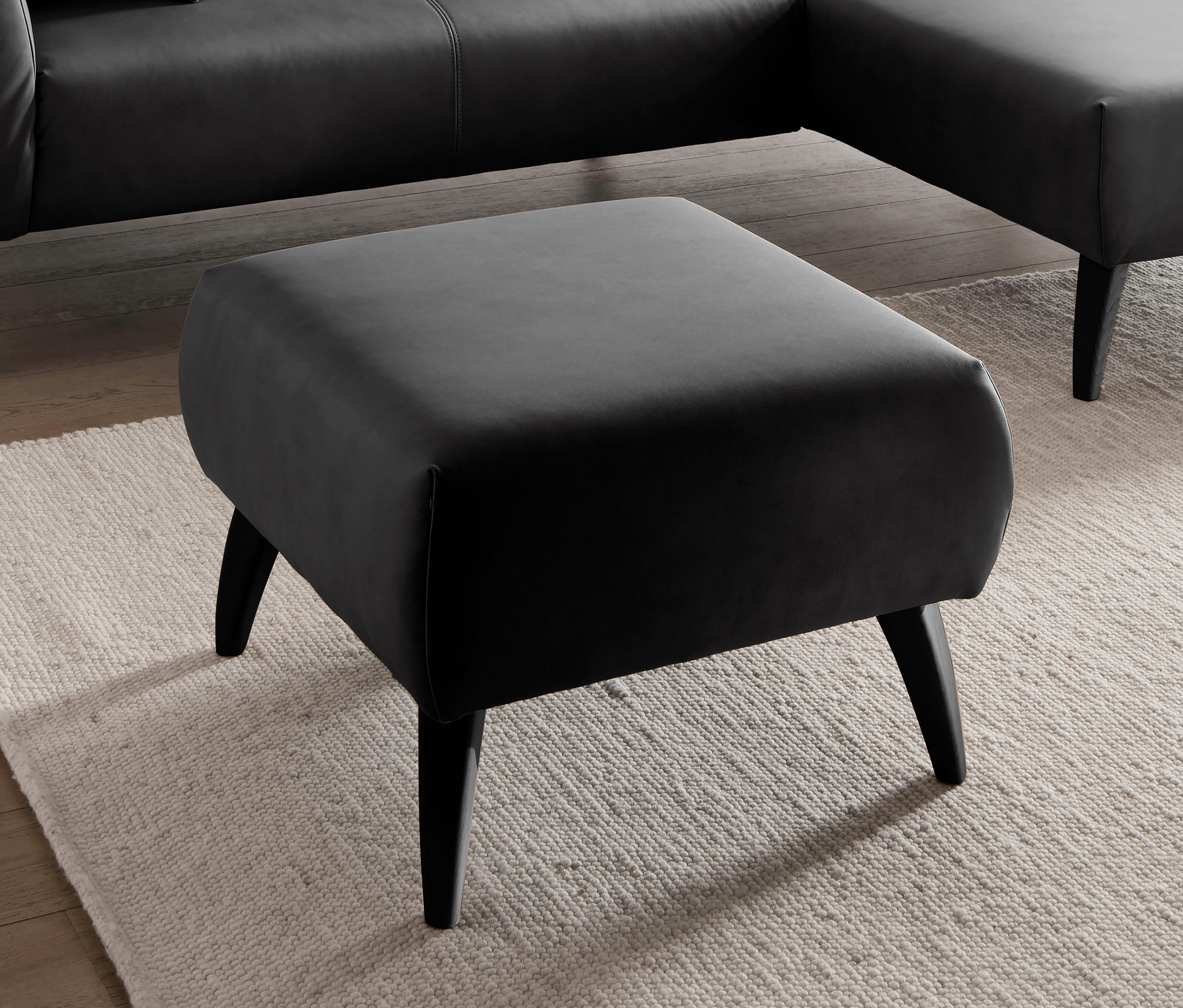 HOCKER in Textil Schwarz - Schwarz, Modern, Holz/Textil (66/44/66cm) - Livetastic