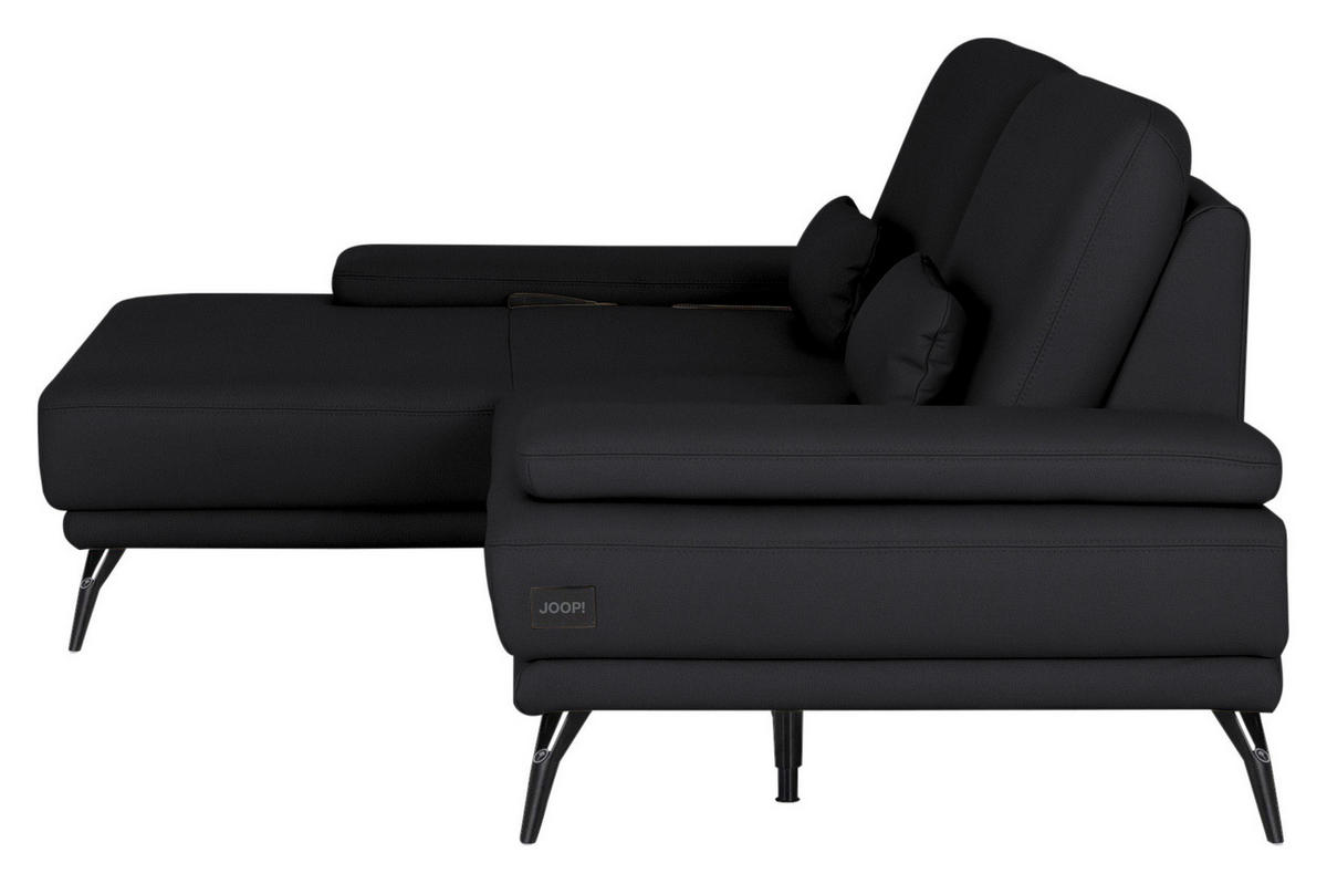 ECKSOFA Echtleder Schwarz  - Schwarz, Konventionell, Leder/Metall (180/301cm) - Joop!