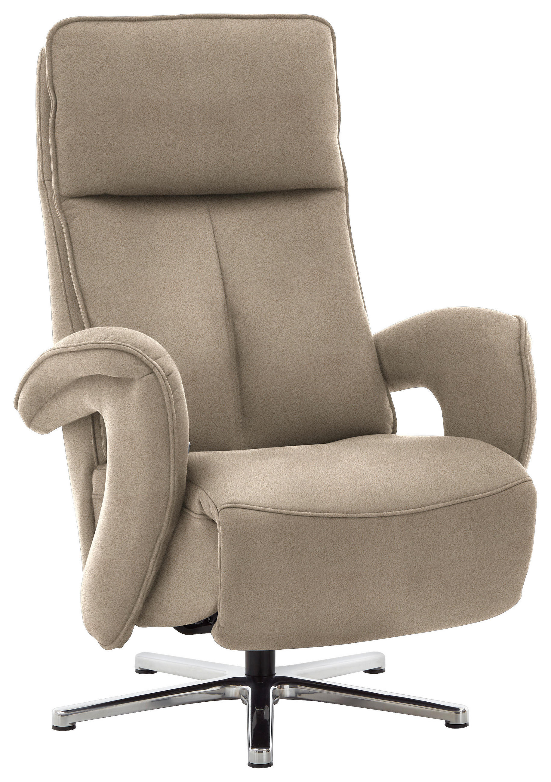 RELAXSESSEL Mikrofaser Kopfteilverstellung    - Sandfarben/Chromfarben, Design, Textil/Metall (77/110/87cm) - Valdera