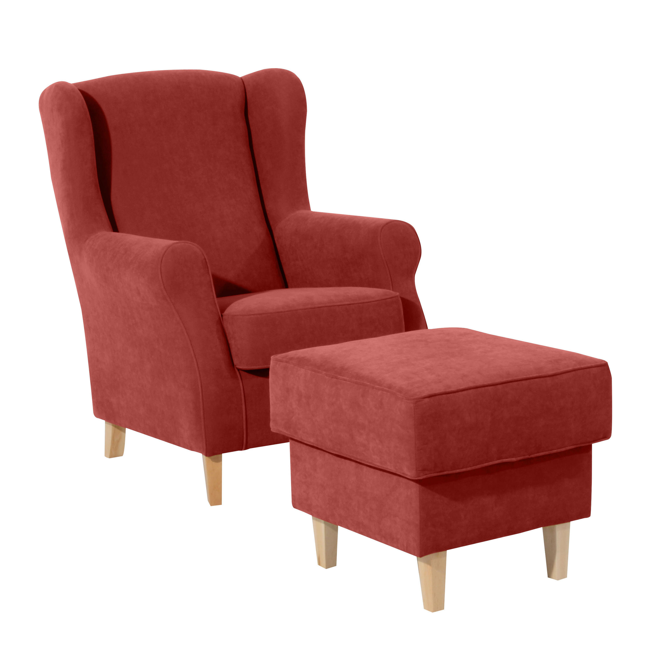 OHRENSESSEL Velours Terracotta  - Buchefarben/Terracotta, Design, Holz/Textil (77/103/86cm) - Max Winzer