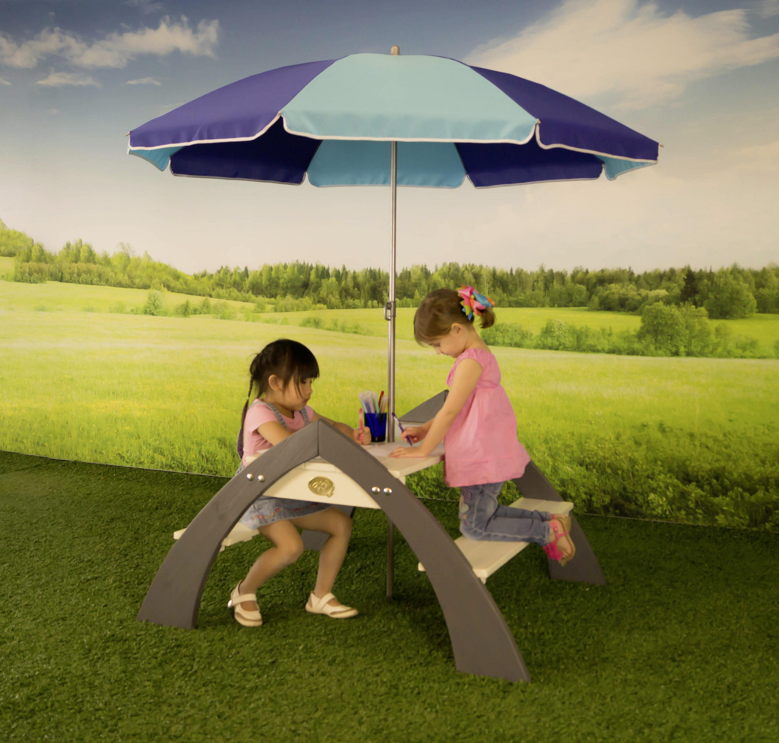 Kinder-Gartentisch Kylo Holz  - Weiß/Dunkelblau, Basics, Holz (119/100/119cm) - Ambia Garden