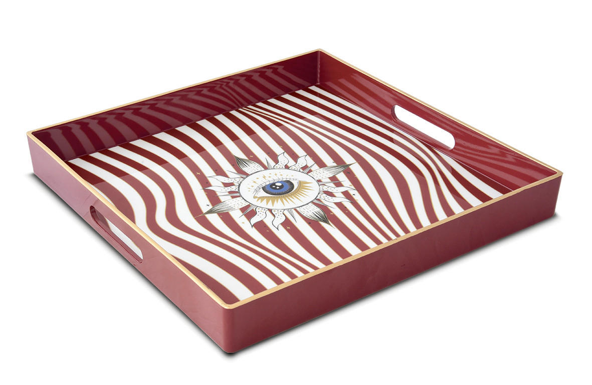 POSLUŽAVNIK DEKORATIVNI  - bijela/plava, Lifestyle, plastika (33/33/4cm)