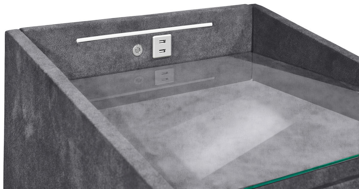 NACHTTISCH 47/61/46 cm  Anthrazit  - Anthrazit/Silberfarben, Design, Holzwerkstoff/Kunststoff (47/61/46cm) - MID.YOU