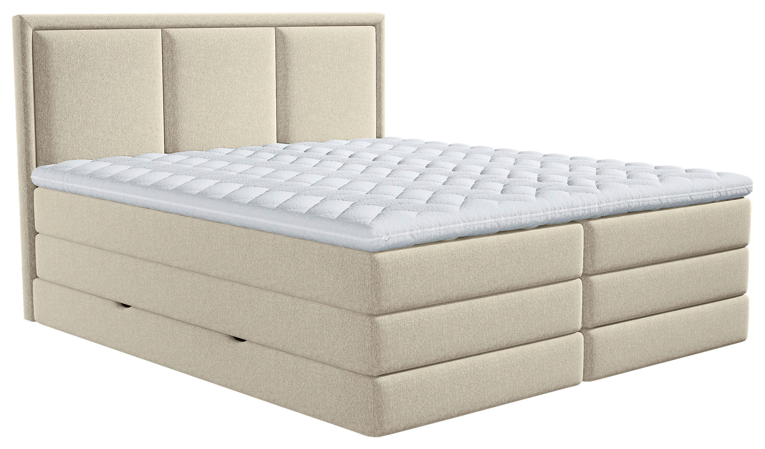 KONTINENTALSÄNG 200/200 cm  i beige  - beige, Design, trämaterial/textil (200/200cm) - MID.YOU