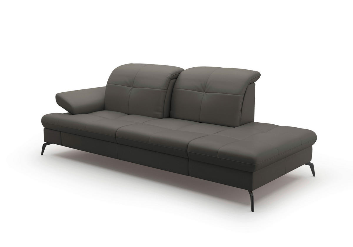 RÉCAMIERE in Vliesstoff Kombination Echtleder/Stoff Mokka  - Schwarz/Mokka, Konventionell, Leder/Textil (231/90/122cm) - Sit & More