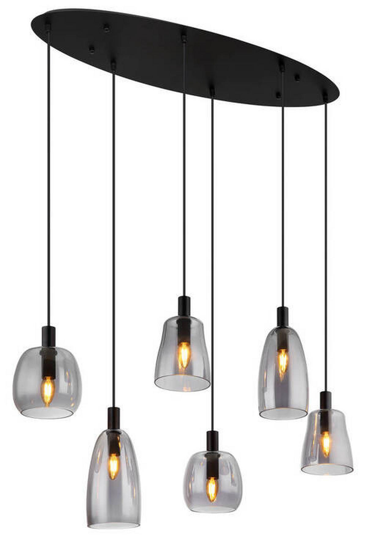 HÄNGLAMPA 97/32,5/130 cm  - svart, Design, metall/glas (97/32,5/130cm) - Globo