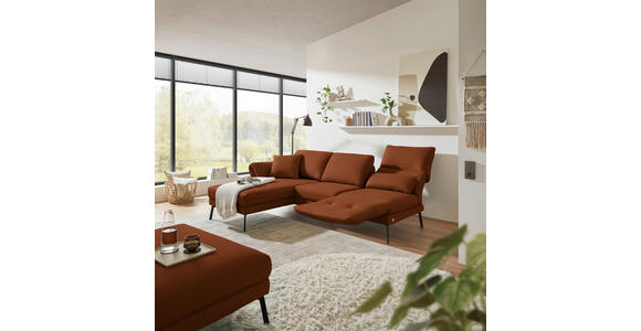 ECKSOFA  in Flachgewebe Kupferfarben Armteilverstellung, Relaxfunktion, Drehsitzfunktion  175-224/255-365 cm  - Schwarz/Kupferfarben, Design, Textil/Metall (175-224/255-365cm) - Dieter Knoll