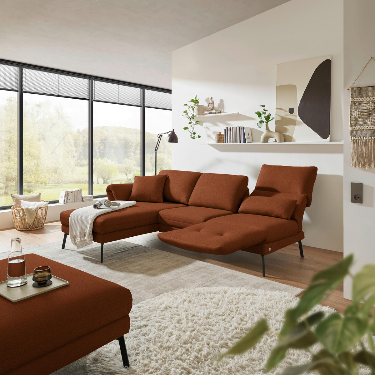 ECKSOFA  in Flachgewebe Kupferfarben  175-224/255-365 cm  - Schwarz/Kupferfarben, Design, Textil/Metall (175-224/255-365cm) - Dieter Knoll