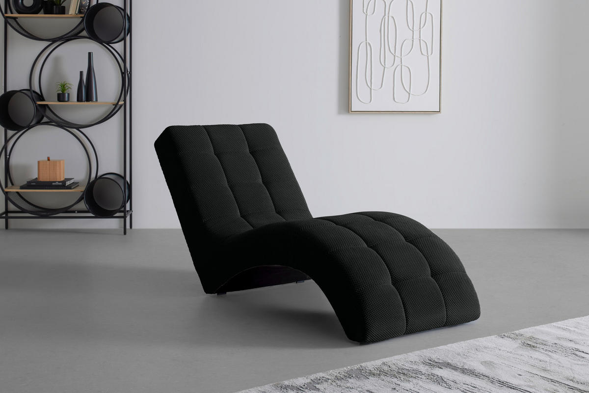 LIGGFÅTÖLJ i vävt tyg svart  - svart, Modern, textil/plast (68/80/167cm) - MID.YOU