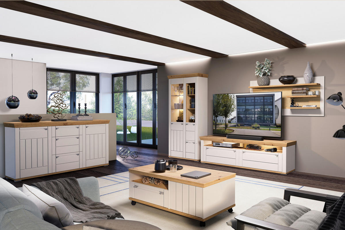 WANDPANEEL Kaschmir, Eiche Artisan  - Kaschmir/Eiche Artisan, ROMANTIK / LANDHAUS, Holzwerkstoff (150/75/24cm) - Landscape