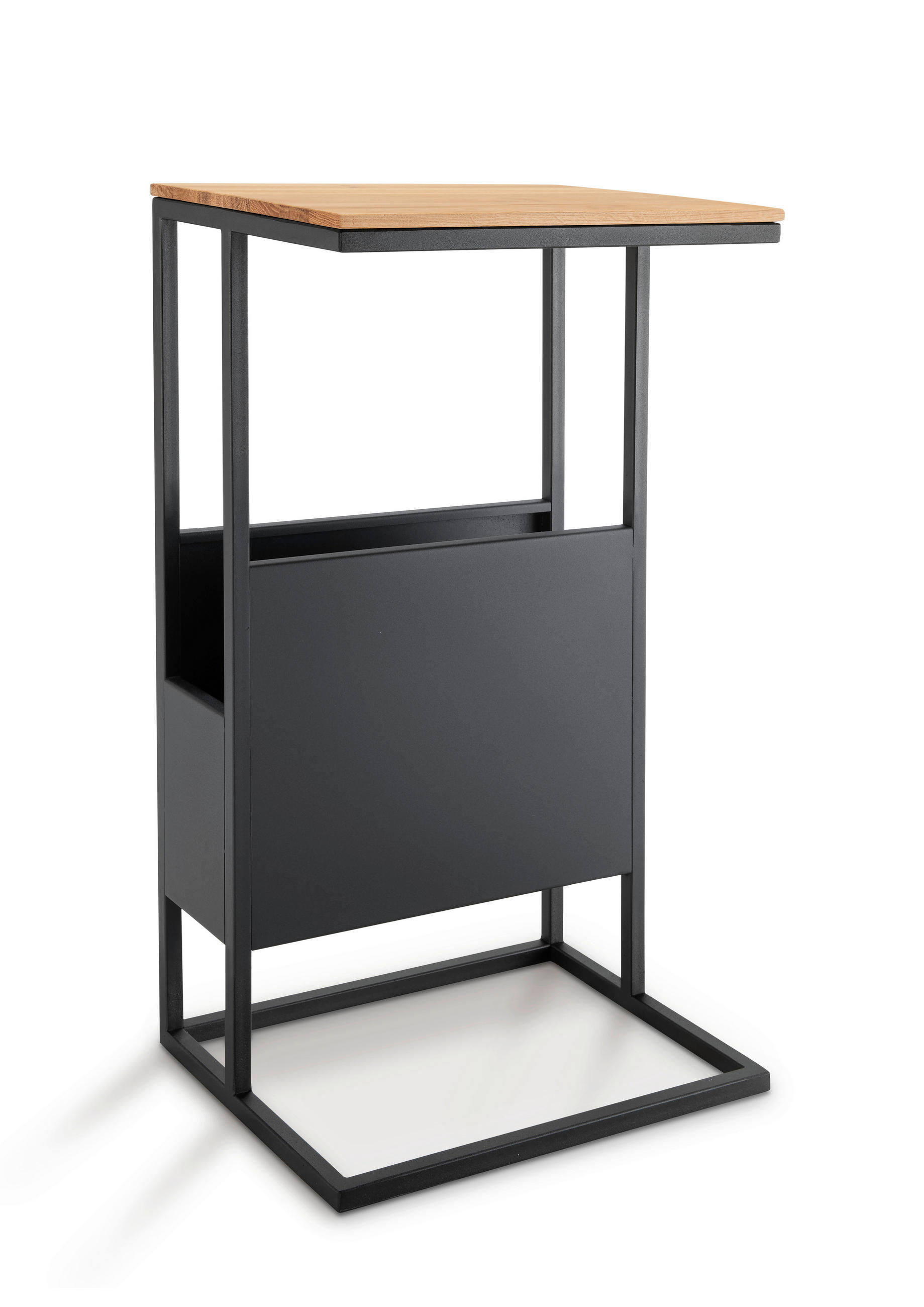 BEISTELLTISCH 40/30/70 cm Eiche massiv Eichefarben rechteckig  - Eichefarben/Schwarz, Design, Holz/Metall (40/30/70cm) - Linea Natura