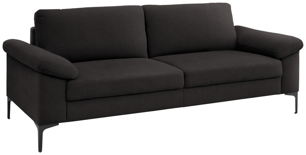 3-SITZER-SOFA in Flachgewebe Dunkelbraun  - Dunkelbraun/Schwarz, Design, Textil/Metall (226/89/97cm) - Pure Home Lifestyle