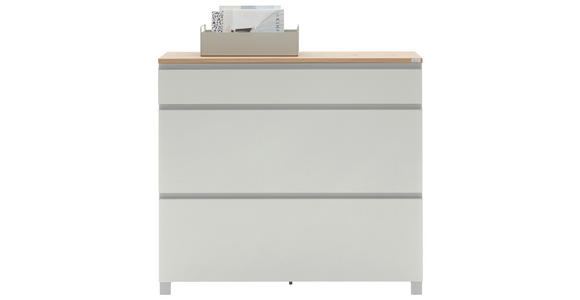 SCHUHSCHRANK Balkeneiche furniert Weiß, Eichefarben  - Eichefarben/Silberfarben, Design, Holz/Holzwerkstoff (120/108/31cm) - Dieter Knoll