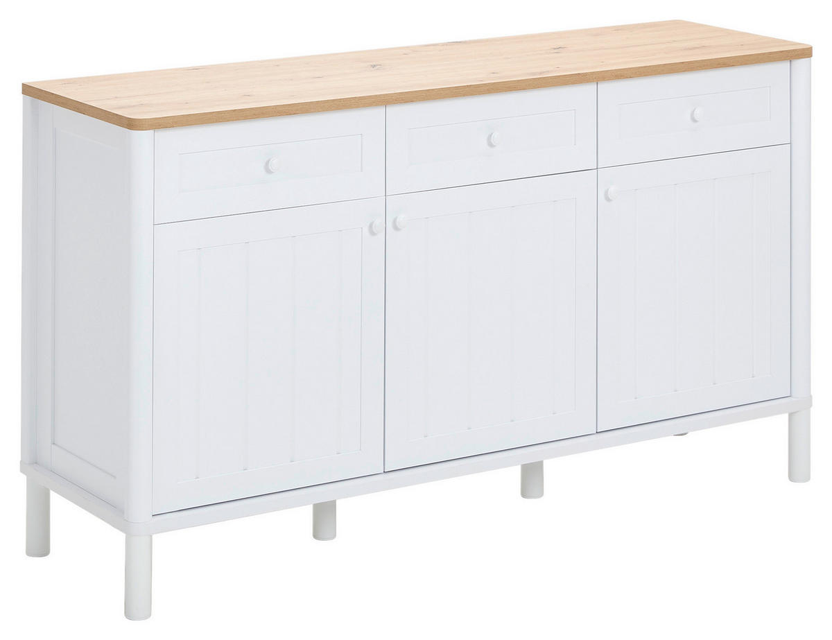 SIDEBOARD vit, ek Artisan  161,7/88,6/45,5 cm  - vit/ek Artisan, Romantik / Lanthus, metall/trämaterial (161,7/88,6/45,5cm) - home24