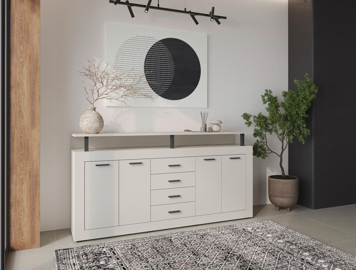 SIDEBOARD  in 195/88/38 cm  - Kaschmir/Anthrazit, Basics, Holzwerkstoff/Kunststoff (195/88/38cm) - Xora