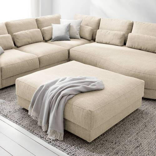 HOCKER Webstoff Beige  - Beige/Schwarz, Design, Kunststoff/Textil (105/38/117cm) - home24