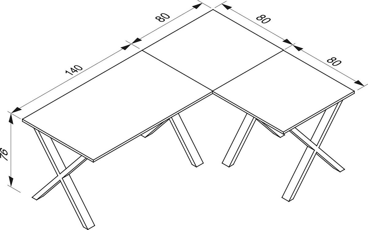 ECKSCHREIBTISCH Schwarz, Weiss  - Weiss/Schwarz, Modern, Holzwerkstoff/Metall (220/160/76cm) - MID.YOU