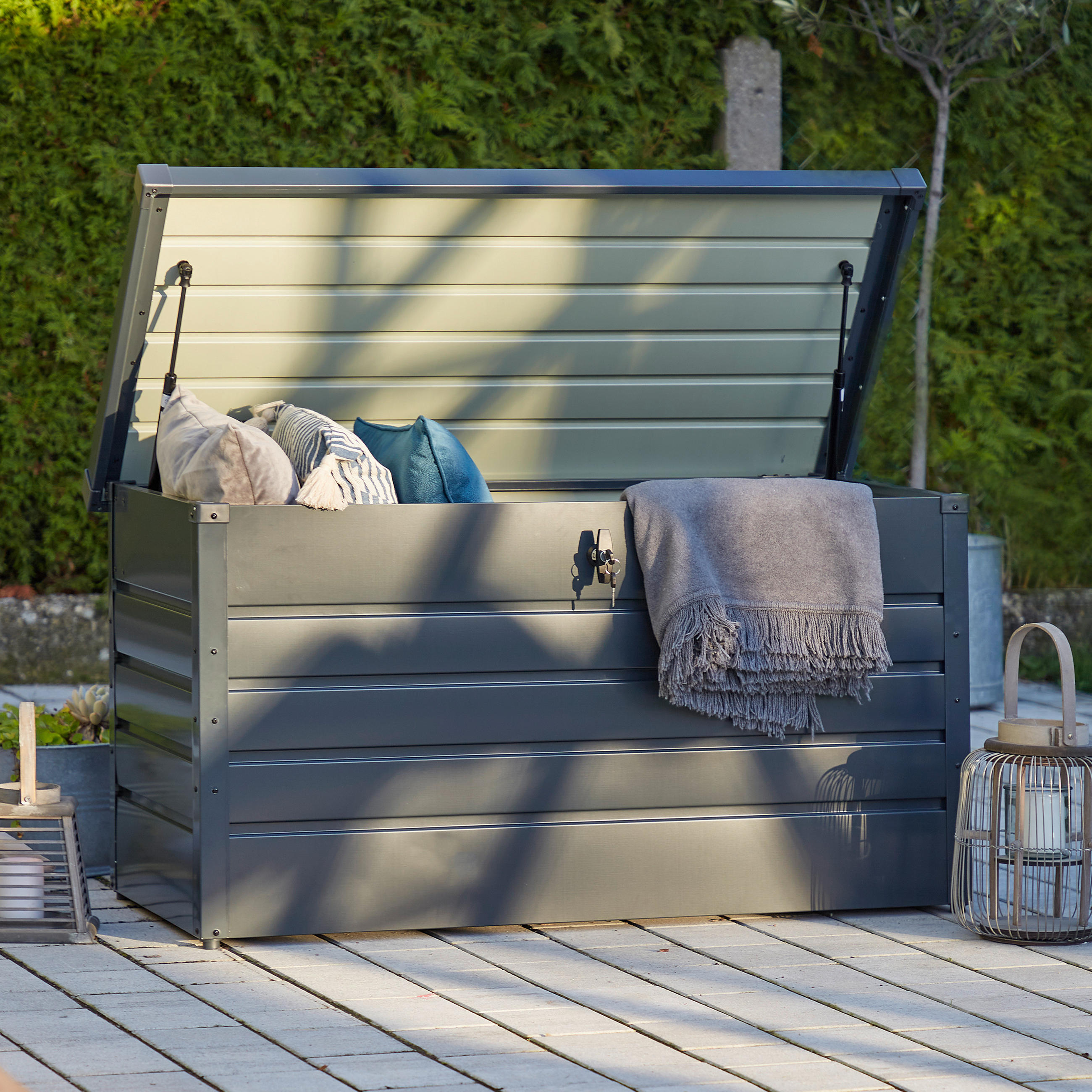 KISSENBOX 165/63/71 cm  - Anthrazit, MODERN, Metall (165/63/71cm) - Beldano