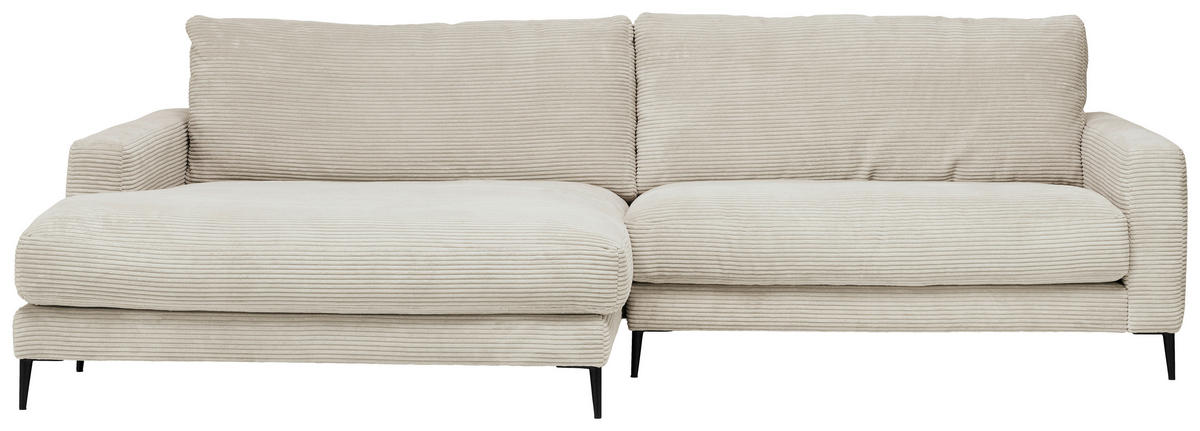 ECKSOFA Naturfarben, Beige Cord  - Beige/Schwarz, Design, Textil/Metall (190/272cm) - Pure Home Lifestyle