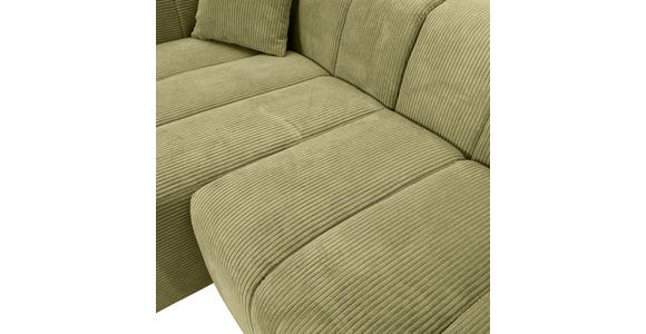 ECKSOFA Hellgrün Cord Zierkissen, Rücken echt  - Schwarz/Hellgrün, KONVENTIONELL, Kunststoff/Textil (162/250cm) - Carryhome