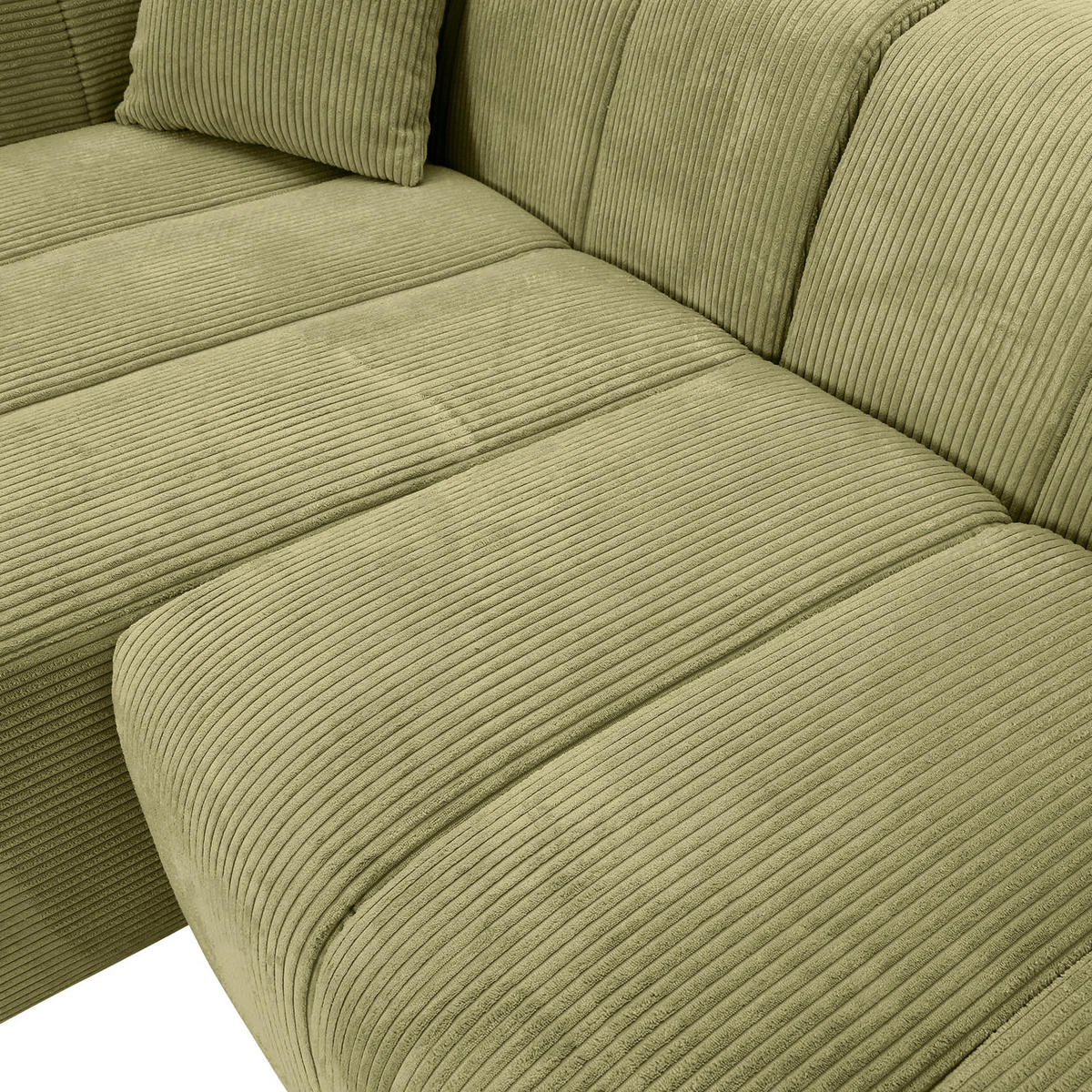 ECKSOFA Hellgrün Cord Zierkissen, Rücken echt  - Schwarz/Hellgrün, KONVENTIONELL, Kunststoff/Textil (162/250cm) - Carryhome