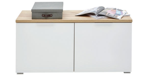 GARDEROBENBANK 97/47/40 cm - Eichefarben/Alufarben, Design, Glas/Holzwerkstoff (97/47/40cm) - Voleo
