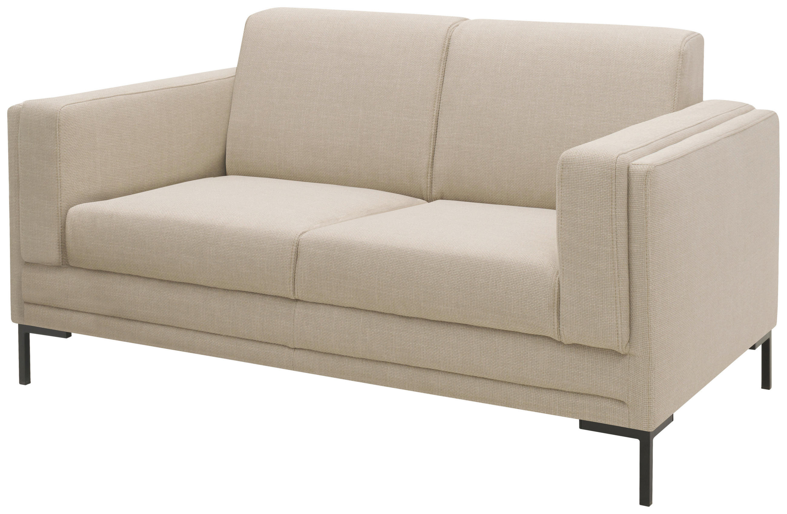 ZWEISITZER-SOFA Webstoff Beige - Beige/Silberfarben, Design, Textil/Metall (155/82/90cm) - LOOKS by W.Joop