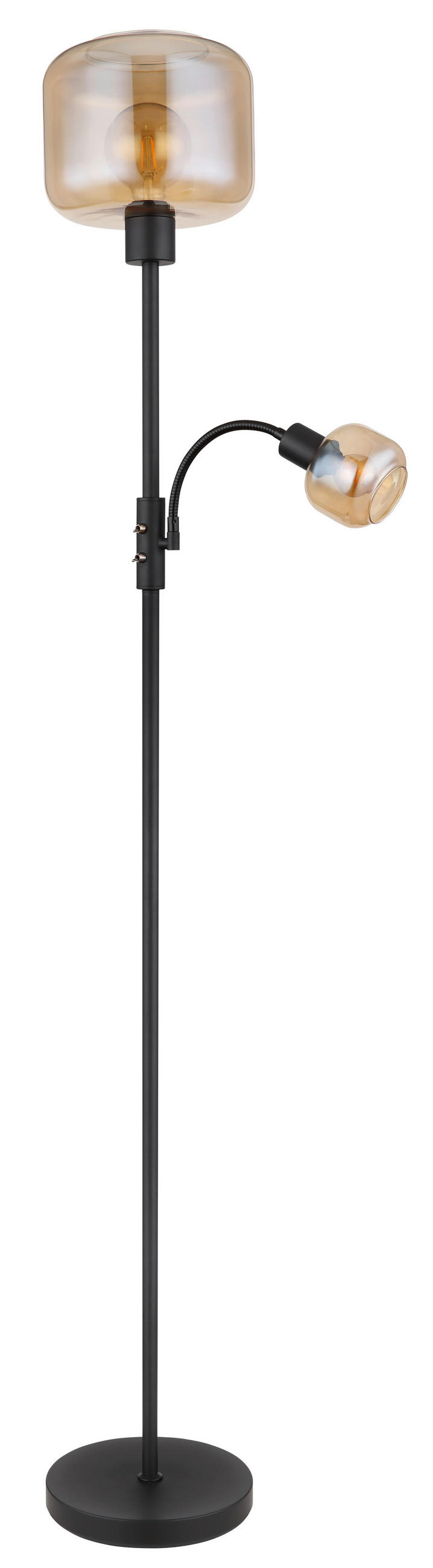 STEHLEUCHTE 25/165 cm    - Schwarz, Design, Glas/Metall (25/165cm) - Globo