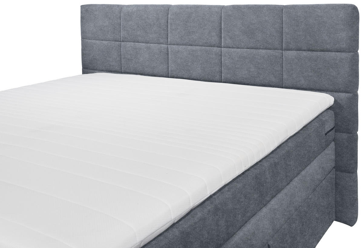 BOXSPRINGBETT 180/200 cm,  in Anthrazit, Matratze, Bettkasten, Topper, H2 = mittel  - Anthrazit, KONVENTIONELL, Kunststoff/Textil (180/200cm) - MID.YOU